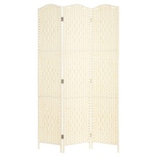 3 Panel Cream Weave Hand Made Wicker Folding Room Divider Separator #837