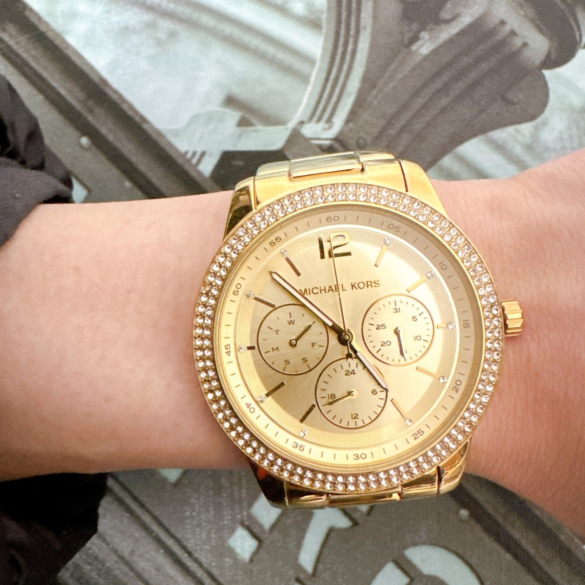 Michael Kors MK6927 Oversized Tibby Pavé Gold-Tone Watch | eBay