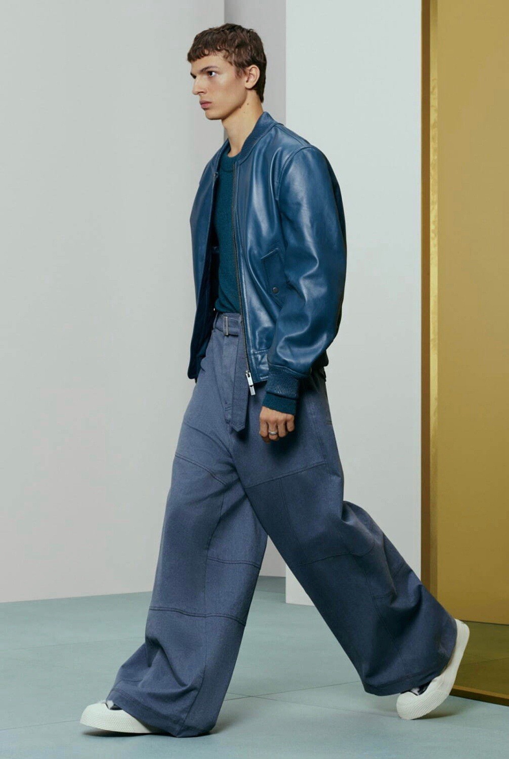 Zara Men’s SRPLS Bomber Real Leather Jacket Duck Blue Small image 2