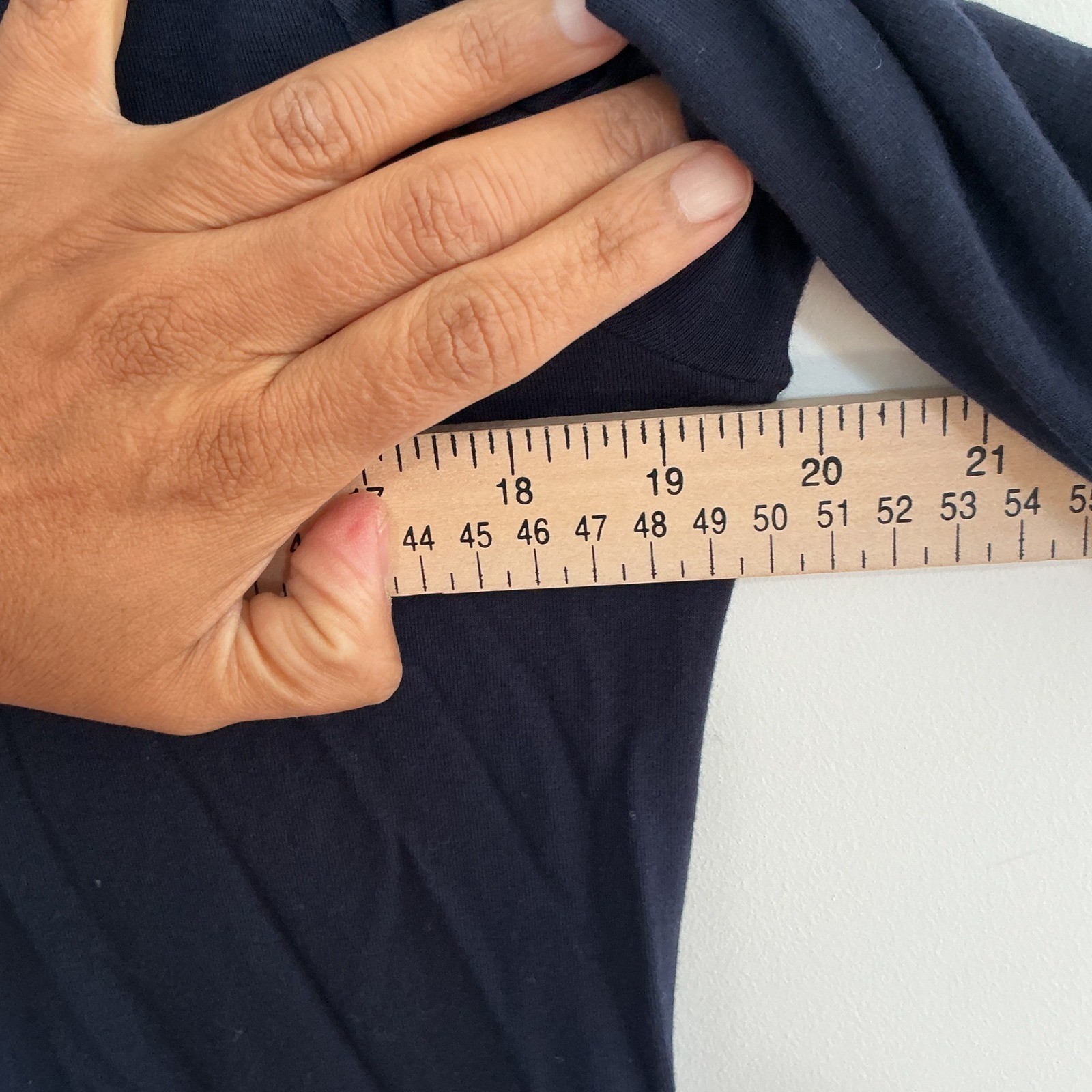 Joan Vass Navy Soft Knit Turtleneck Top | Minimal Capsule Wardrobe Layer Size L