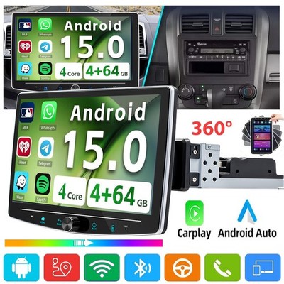 4+64G 10,1 Zoll 1 DIN Carplay Autoradio Android 15  GPS RDS drehbarer Bildschirm