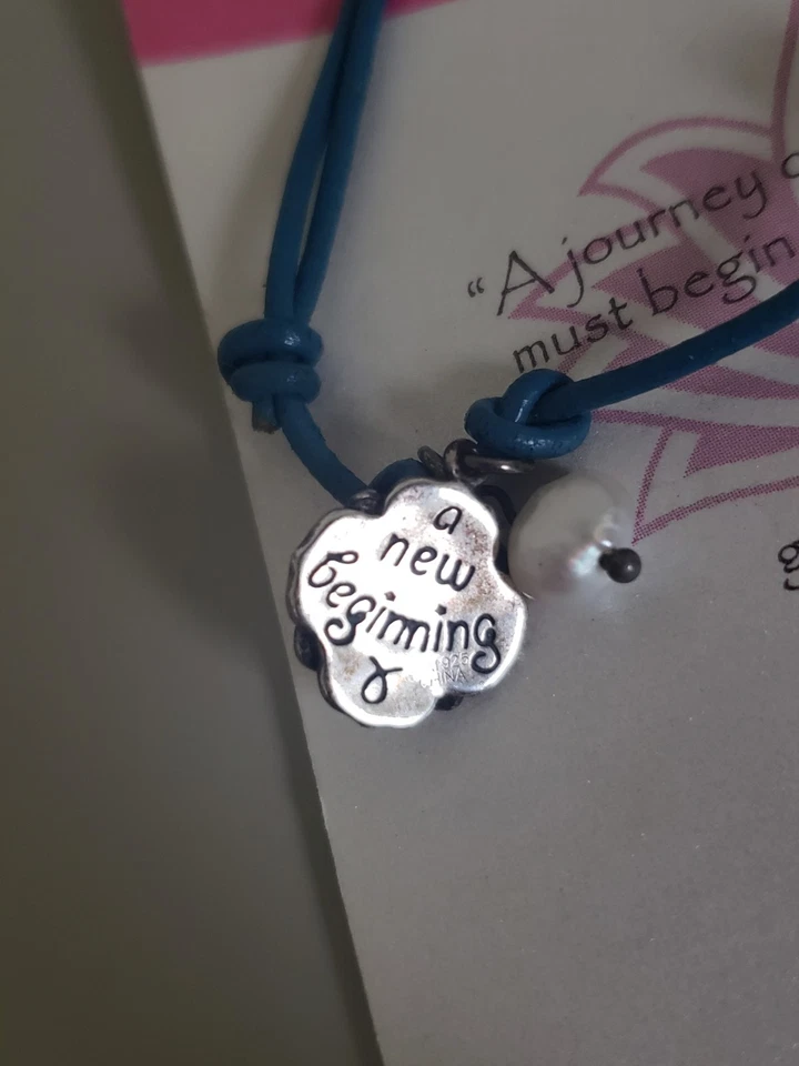 NUEVO CON ETIQUETAS Pulsera Ajustable The Lotus Plata Esterlina Genuina Perla Azul Talla Libre Foto 3 de 4