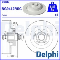 2X Bremsscheibe Delphi BG9412RSC 2 Bremsscheiben Hinterachse Hinten FüR Renault