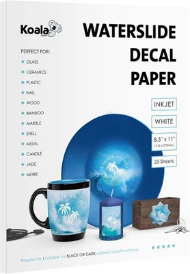 New Koala 25 Sheets Waterslide Decal Paper for Inkjet Printers 8.5" X 11" - Image 1 of 4