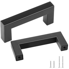 30 Pack Cabinet Pulls, 3in / 76mm Center to Center Slim Square Kitchen Cabinet D