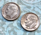 LOT of nicely circulated 1957 "P" & "D" silver  dimes, BOLD "D" mintmark