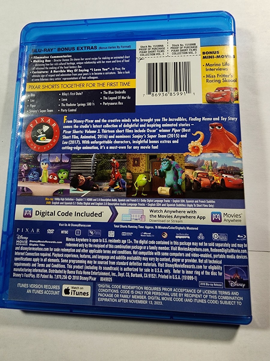 Pixar Short Films Collection Blu-ray Used Disney Animation Shorts