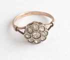 Vintage Ring White stones Silver 875 test star USSR times Women Jewelry size 8.5