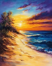 Leonid Afremov AMBER DRIFT Oil Painting 24"x30" by Official Studio GICLEE