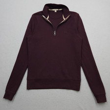 Burberry Brit Sweater Mens Small Red Burgundy Quarter 1/4 Zip Pullover Jumper