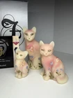 Fenton Burmese Cat Set Or 3 Limited, Signed, Gift Shop Only, W/Box Uranium
