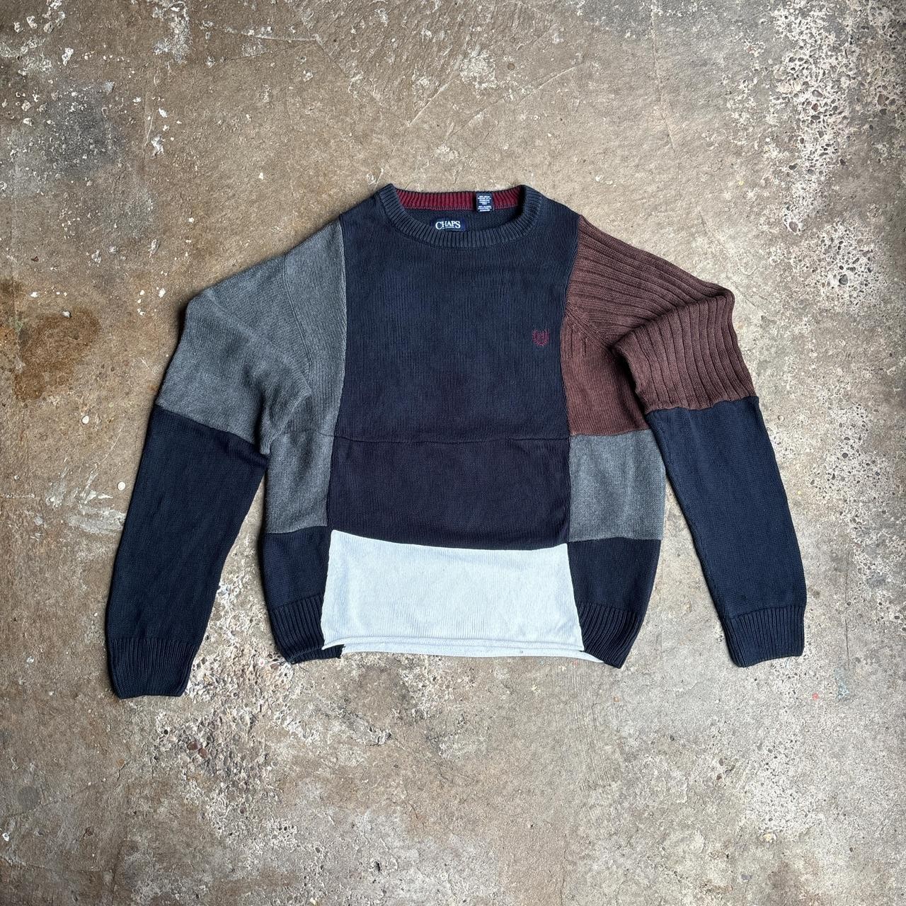 Multi-Coloured Patchwork Chaps Knitted Jumper - XL - image 1