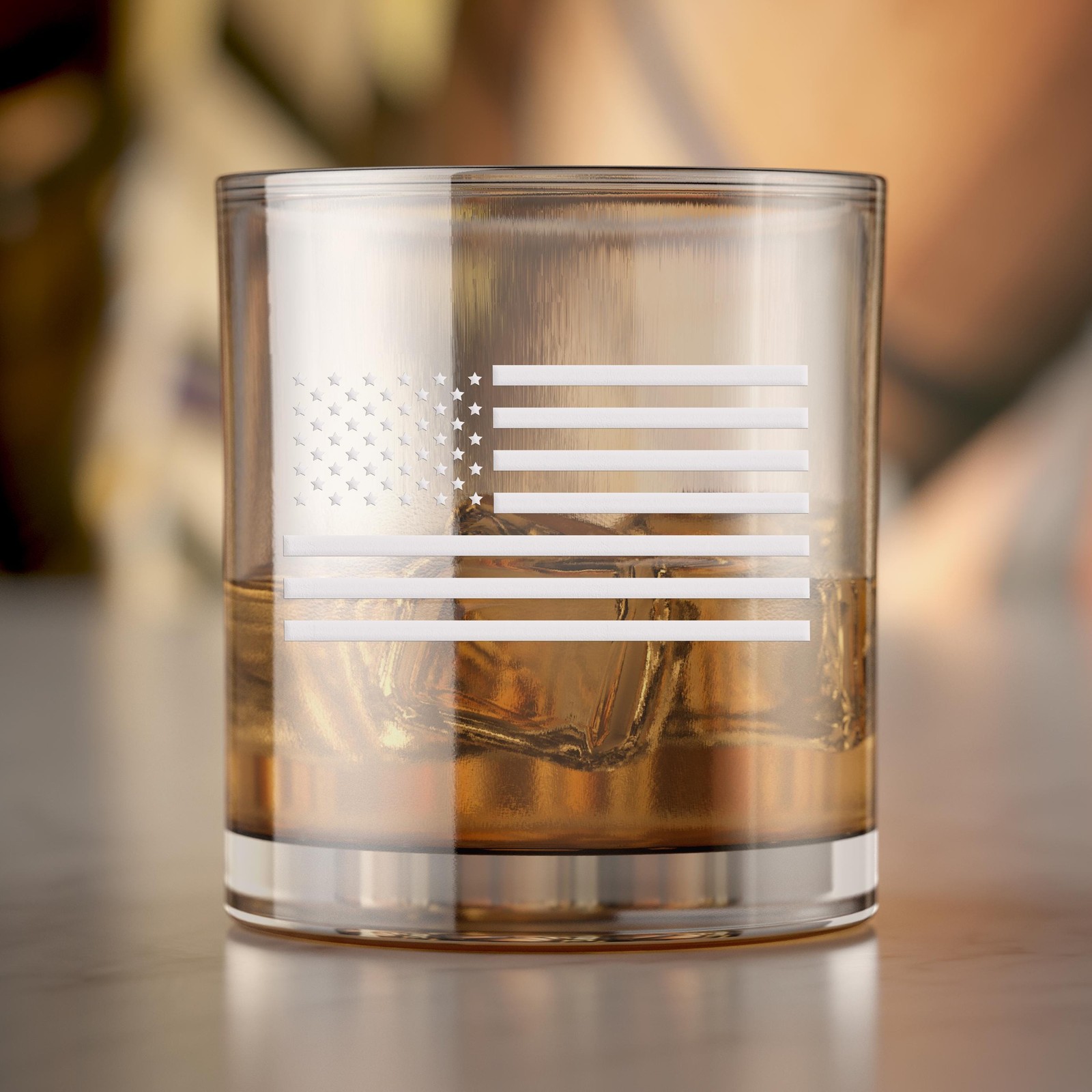 American Flag Rocks Glass Engraved Whiskey Gift For Him