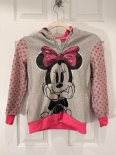 Disney s Minnie Mouse Full Zip Up Hoodie with Pink Sequin Bow Size 6X