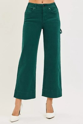 RISEN Tummy Control High Rise Crop Wide No Waist Band Pants