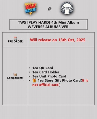TWS [PLAY HARD] 4rd Mini Album WEVERSE ALBUMS Ver./ QR+Holder+3