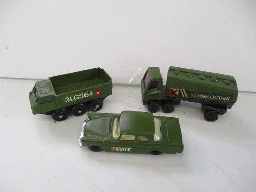 Matchbox Lesney Superfast military from two packs, Staff Car, Alvis, Gas Tanker