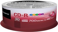 SONY Blank Music CD-R CDR Branded 80min Digital Audio 30 pack Media Color Discs