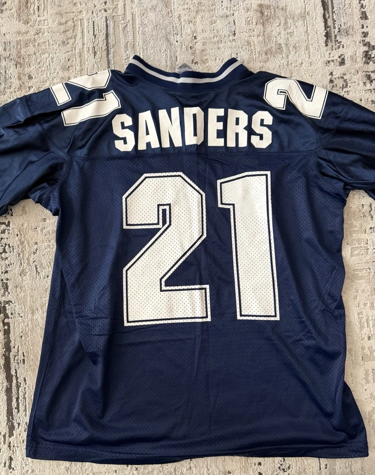Camiseta deportiva de los Dallas Cowboys Deion Sanders Nike para hombre L azul NFL vintage 21 Foto 2 de 4