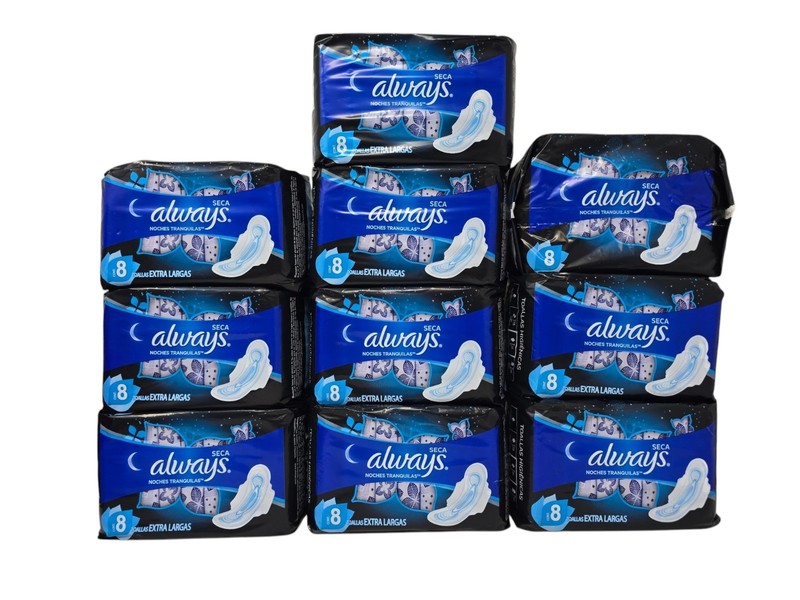 10 Bags Always Maxi Pads Seca Noches Tranquilas 80ct  Exp03/2022 Bulk Lot Sealed