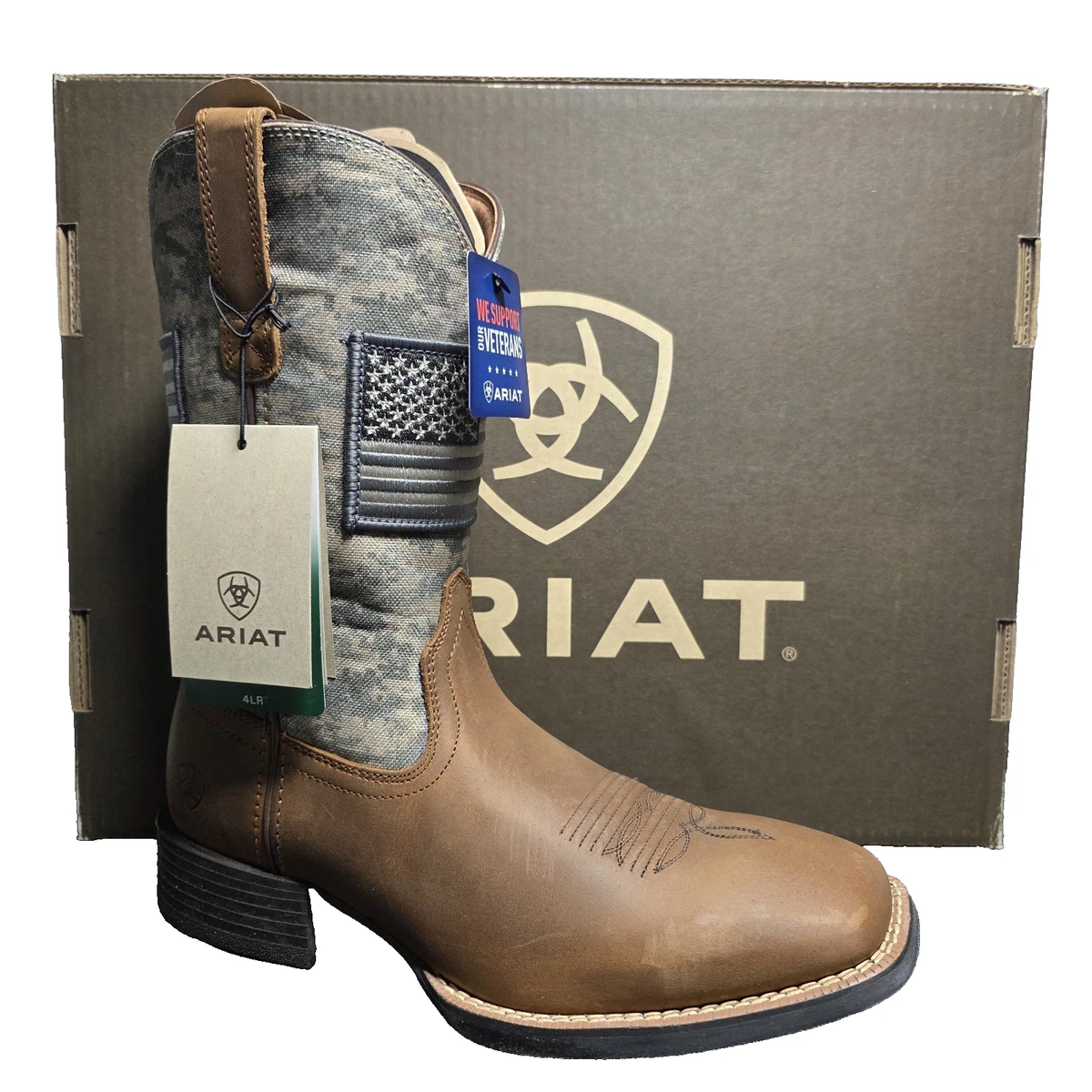 ARIAT MEN\'S SPORT PATRIOT DISTRESSED BROWN SAGE CAMOUFLAGE SQUARE TOE BOOTS 9.5 Ariat Men main image 2