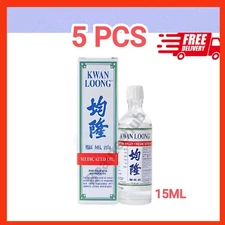 5X 15ML Kwan Loong Medicated Oil with Menthol & Eucalyptus Oil