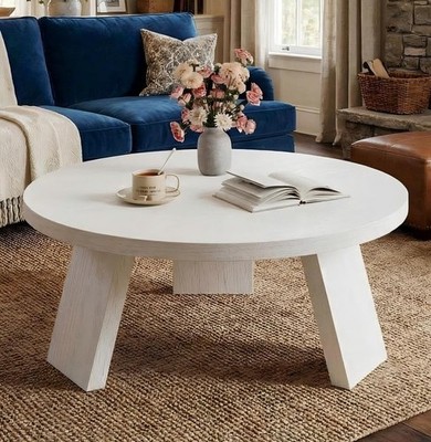 Runder Couchtisch Moderner Mitteltisch Akzent Cocktailtisch Wohnzimmer Weiß