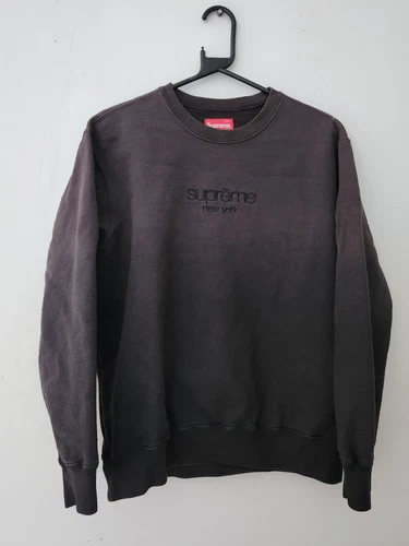 Sweat noir SS19 Supreme Dipped col rond taille S Small New York Jumper