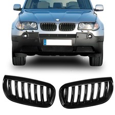 KÜHLERGRILL EINZELSTEG NIEREN GLÄZEND SCHWARZ PASST FÜR BMW X3 E83 2003-2006