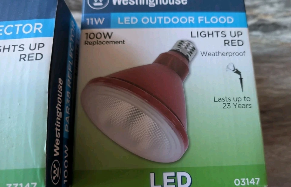 3 - Westinghouse Red LED Flood Reflector Bulb 100W Equivalent PAR38 Outdoor Lot - Image 3 of 4