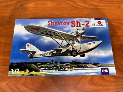 Amodel Shavrov Sh-2 Plastic Model Kit 1:72 Hydroplane Biplane 7216 CV JD