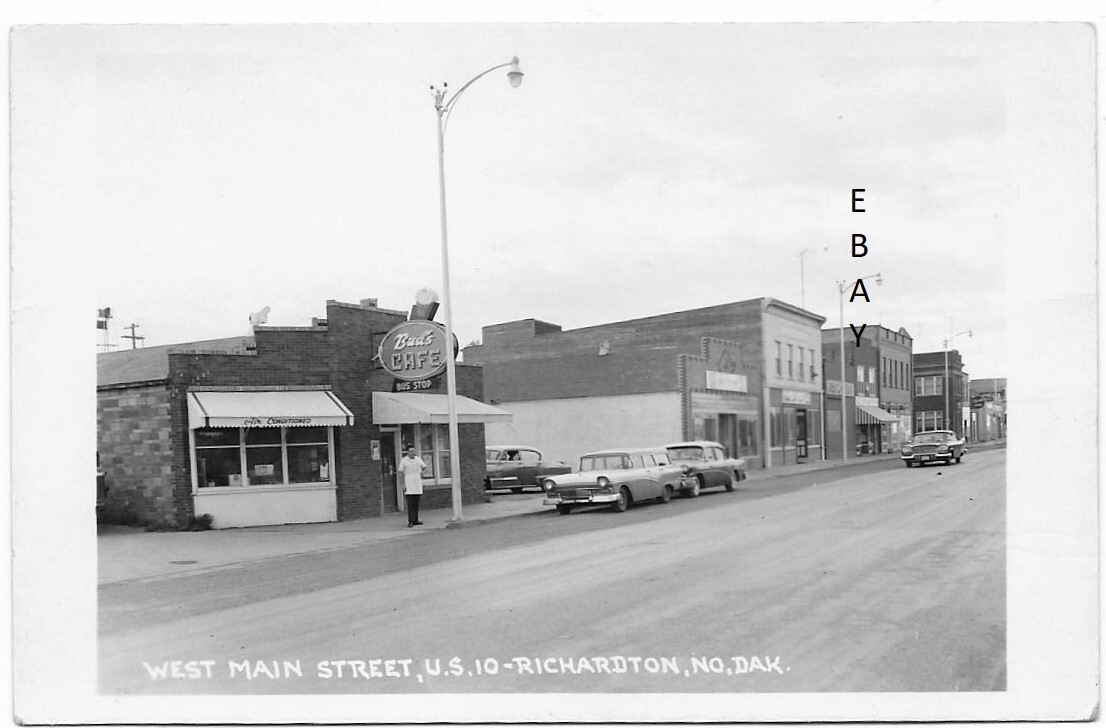 RPPC RICHARDTON NORTH DAKOTA = MAIN St. BUD's CAFE Near DICKINSON N.D