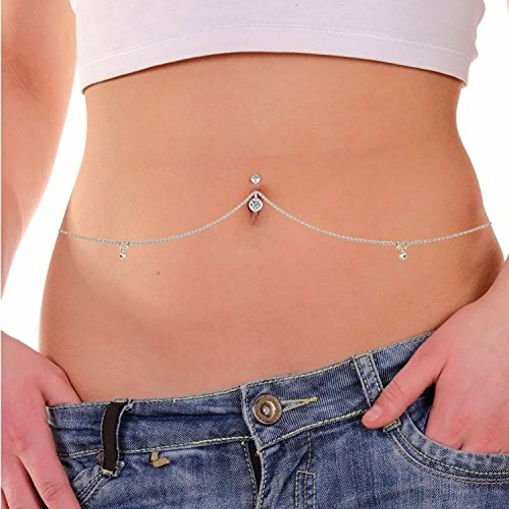Belly button piercing waist sales chain