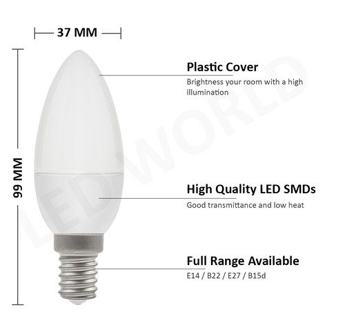 60W LED Candle Bulb Candle E14 Small Edison Screw Cap Daylight Candle SES 8W - Picture 6 of 11