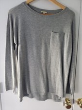 Talbot's Grey Crew neck Lambswool Fine Knit Sweater Tunic SZ Large, Pocket EUC
