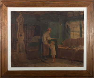Virginia Larsson (1844-1893) - Schwedisches Aquarell, Frau Und Kind