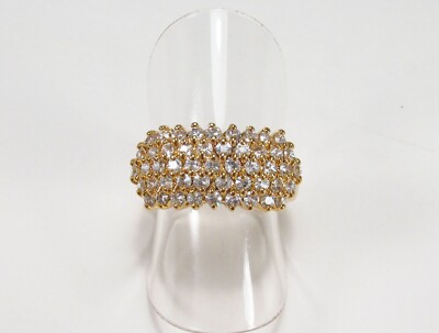 PreOwned Finecraft Sterling Silver Gold Vermeil 1.0ctw CZ Cluster Dome Ring Sz 6