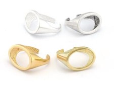 Open Oval Ring Adjustable Raw Brass,Shiny silver-gold, Antique silver 8US 4201