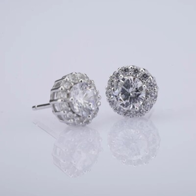 Orecchini Argento 9 MM Zirconi Bianchi Orecchini Donna Impermeabile