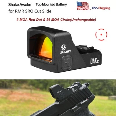 ZULISY 3 MOA Red Dot & 56 MOA Circle Reticle Sight OAKc for RMR Cut Slide Adatper plate