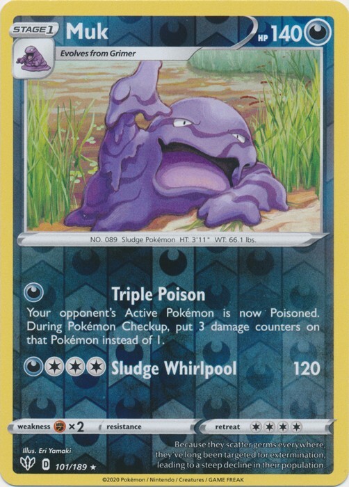 Reverse Holo Muk 101/189 Rare Darkness Ablaze Pokemon TCG