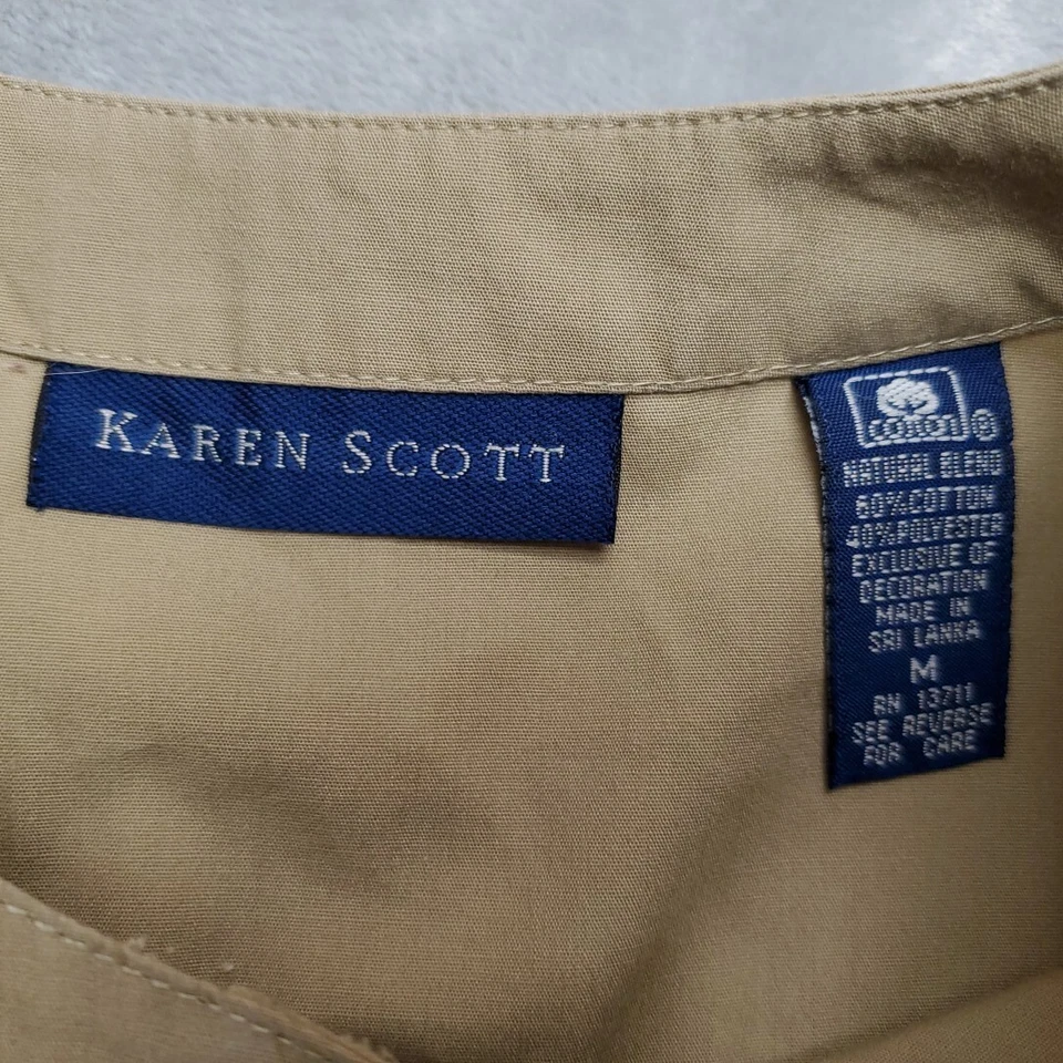 Karen Scott Shirt Women M Brown African Safari Animals Embroidered Cottage Core - Image 4 of 4