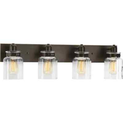 PL Calhoun 30-1/4 in. 4-Light Antique Bronze Farmhouse Bathroom Vanity Light