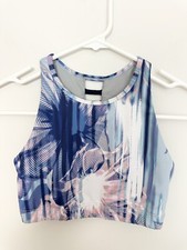 Z by Zella Girls Sports Bra Size M 8/10 Blue Pink Scoop Neck Strappy Racerback