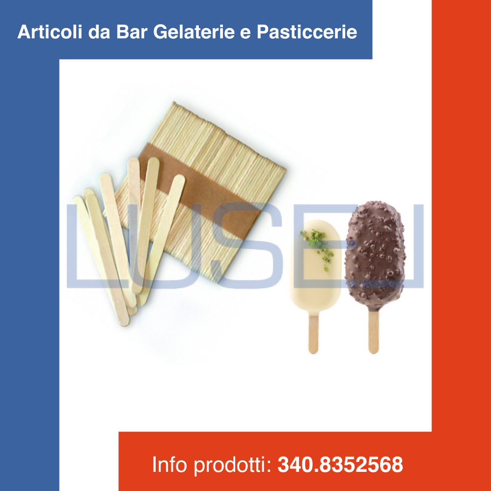 500 PZ STECCO PER GELATO BASTONCINO A PUNTA TONDA PER GHIACCIOLI CM 11 MAGNUM