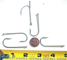 25ct #L255M NICKEL 4/0 HOOKS Bass Baits Spinnerbaits Buzzbaits Large Eye Ringed