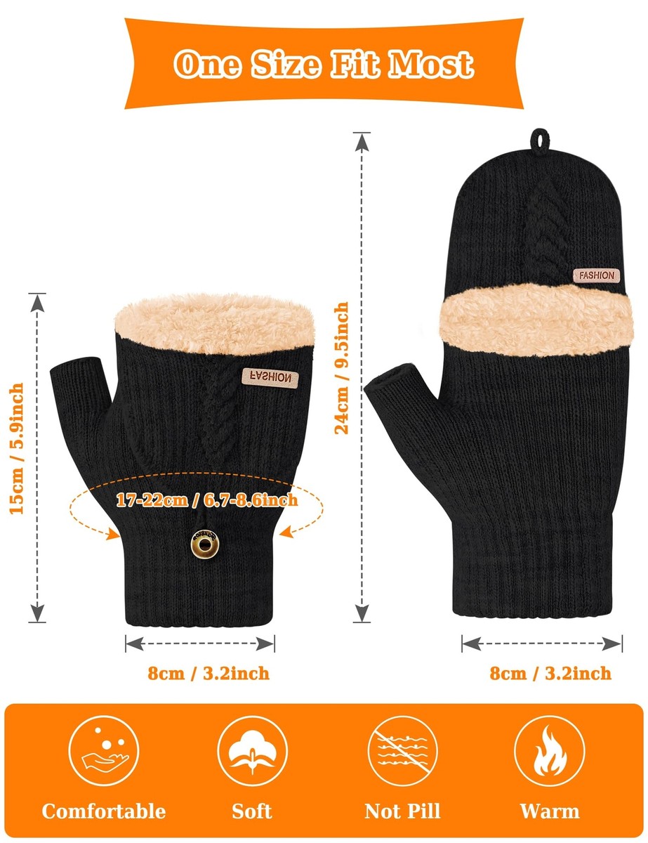 MELLIEX Fingerlose Handschuhe Mit Kappe – Thermo, Weich, Für Herren & Damen