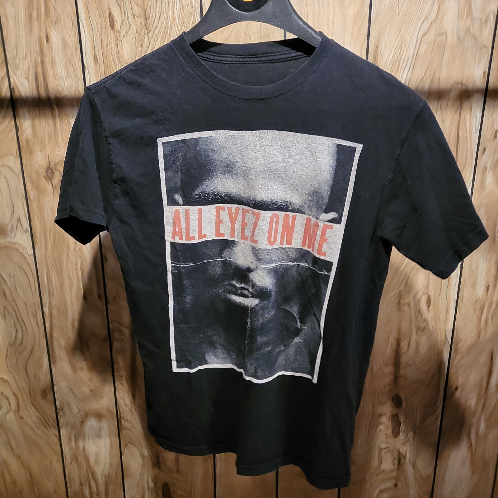 FILA "T shirt 2Pac All Eyez On Me piccola nera tupac shakur rap braccio della morte taglia M 20""x28"