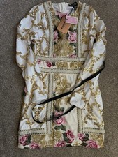 BNWT Pretty Little Thing Embellished occasion Cream Floral Dress Size 8