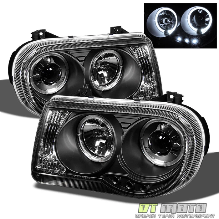 Faros proyectores halo LED DRL negros Chrysler 300C 2005-2010 05-10 izquierda+derecha Foto 2 de 4